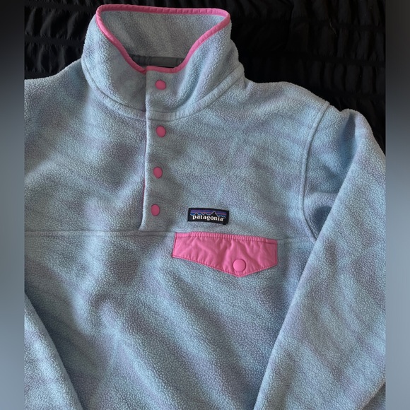 Patagonia Synchilla Sweatshirt Pullover Eucalyptus Fronds Berlin Blue Pink - Picture 7 of 9